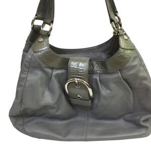 Coach Womens Leather Hobo Shoulder Bag with Belt Gray One Size F15075